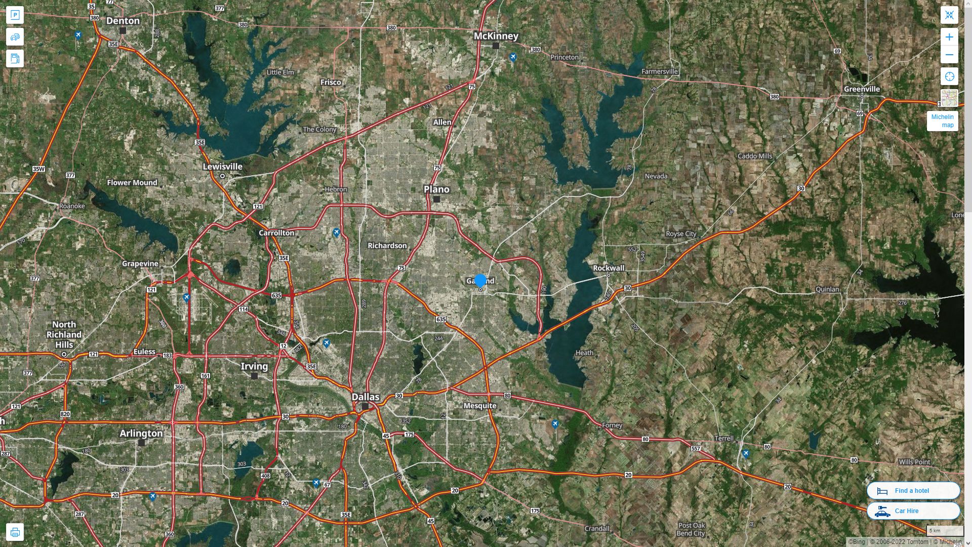 Garland Texas Highway and Road Map with Satellite View